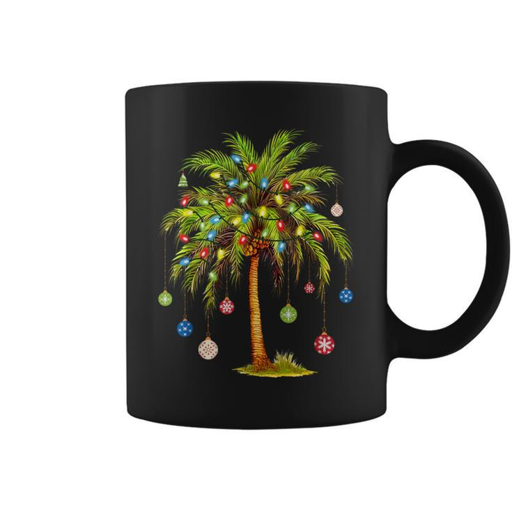 Christmas Palm Tree Light Hawaiian Tropical Xmas Coffee Mug