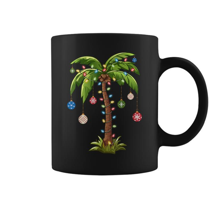 Christmas Palm Tree Light Hawaiian Tropical Xmas Coffee Mug