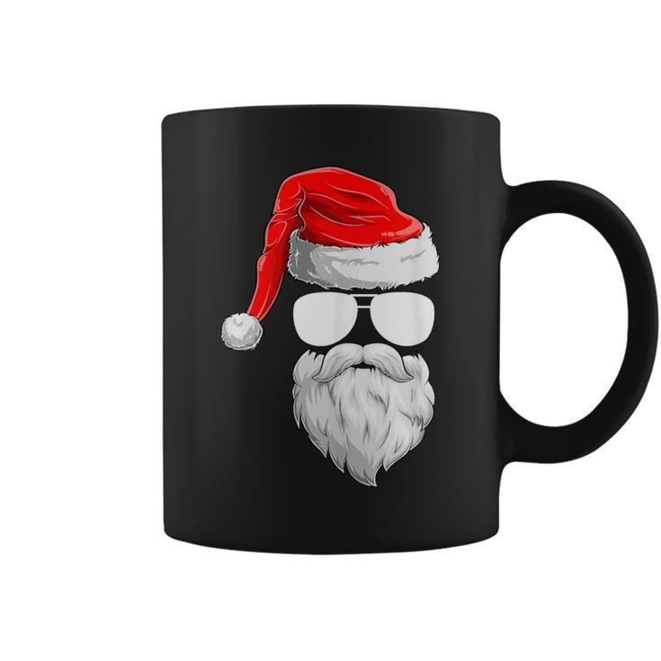 Christmas Santa Claus Face Sunglasses With Hat Beard Coffee Mug