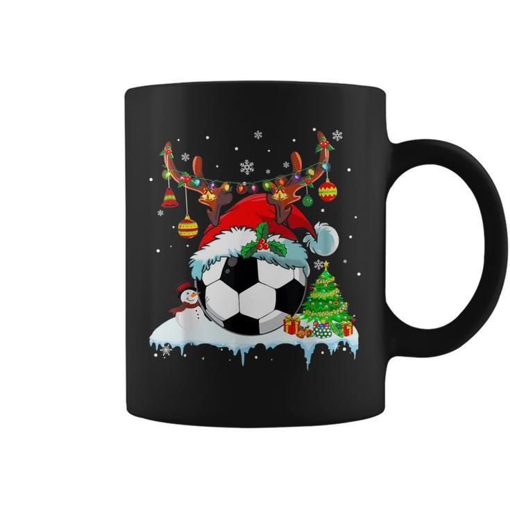 Christmas Soccer Player Lights Ball Santa Hat Xmas Pajama Coffee Mug