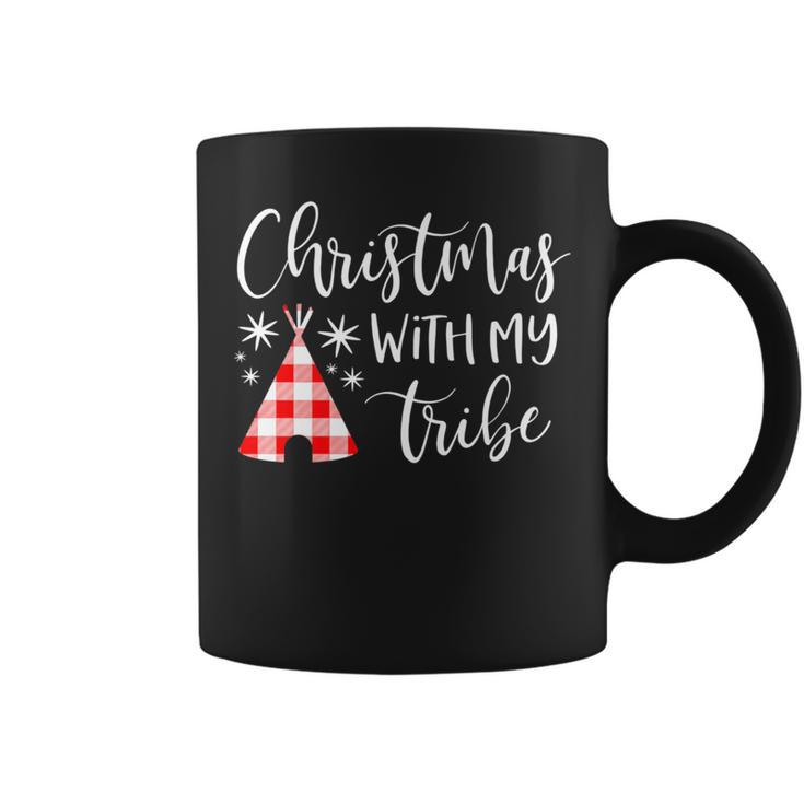 Christmas With My Tribe Family Pajamas Buffalo Plaid Coffee Mug