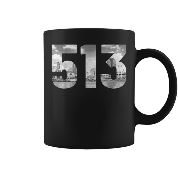Cincinnati 513 Area Code Skyline Ohio Vintage Coffee Mug