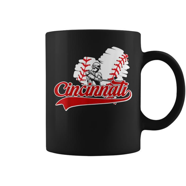 Cincinnati Cities Baseball Heart Baseball Fans Women Coffee Mug