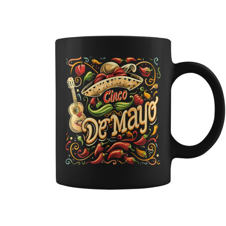 Cinco De Mayo Vintage Mexican Chilli Peppers Style Coffee Mug
