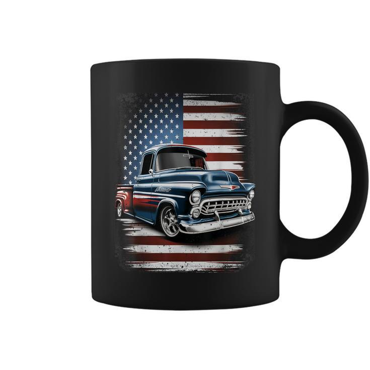 Classic Old Pickup Truck American Flag 4Th Of July Patriotic Coffee Mug