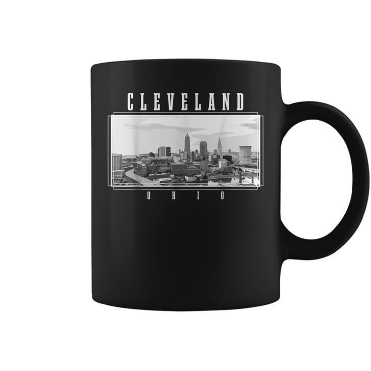 Cleveland Ohio Skyline Pride Black & White Vintage Cleveland Coffee Mug