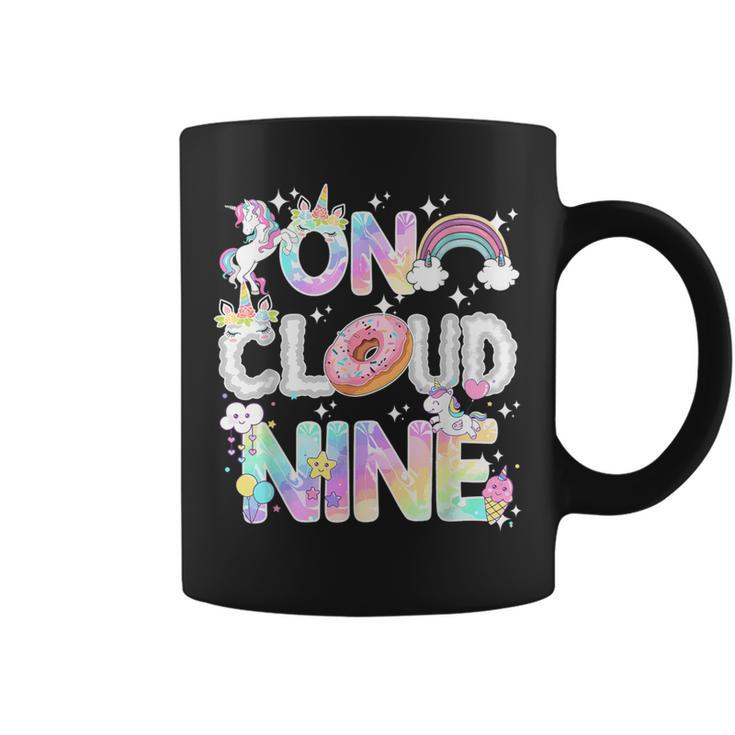 On Cloud Nine Unicorn Donut Birthday 9Th Birthday Coffee Mug