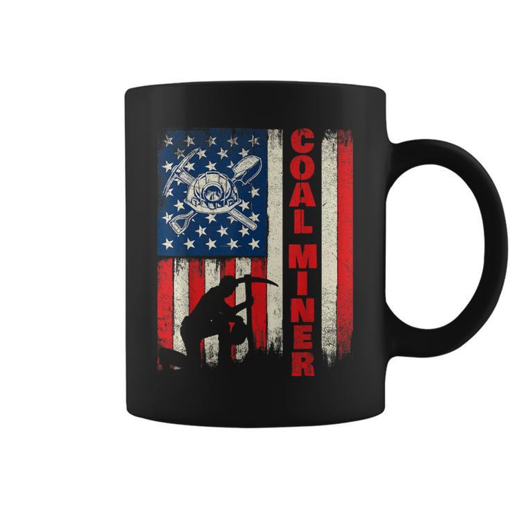 Coal Miner Patriotic Usa Flag Pitman Underground Mining Coffee Mug