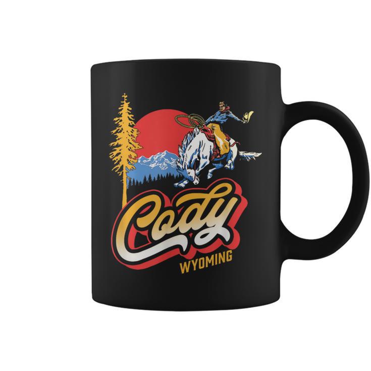 Cody Wyoming Vintage Rodeo Cowboy Bronco Retro 80S Outdoors Coffee Mug