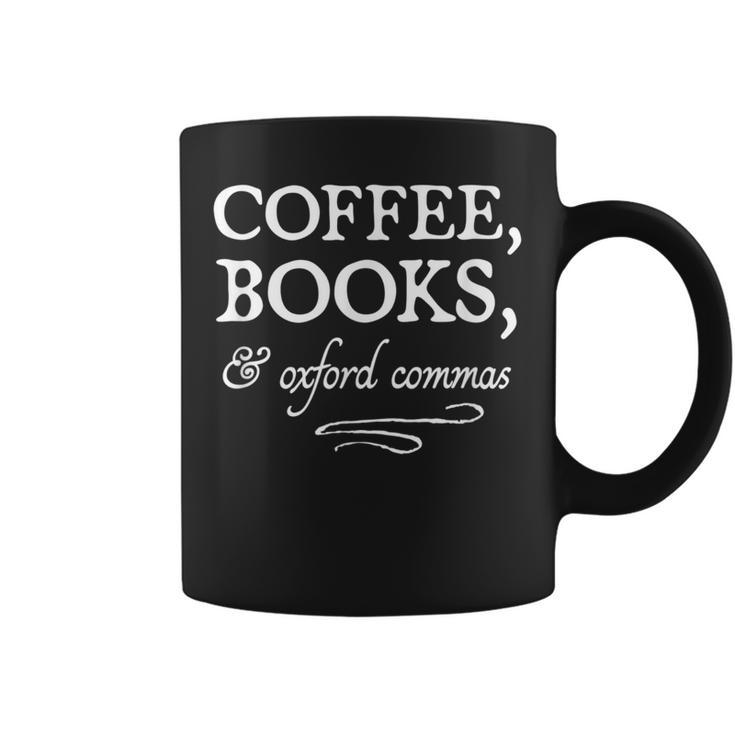 Coffee Books & Oxford Commas Bookworm Grammar Nerd Coffee Mug