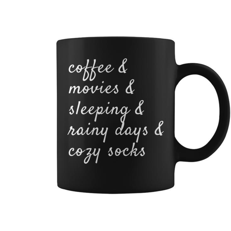 Coffee Movies Sleeping Rainy Days Cozy Socks Coffee Mug