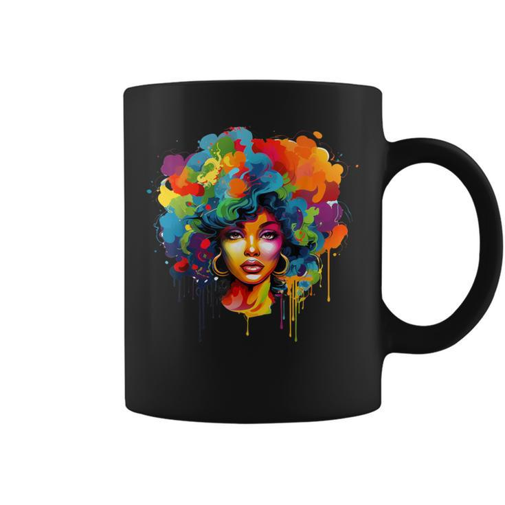 Colorful Afro Woman African American Melanin Blm Girl Coffee Mug