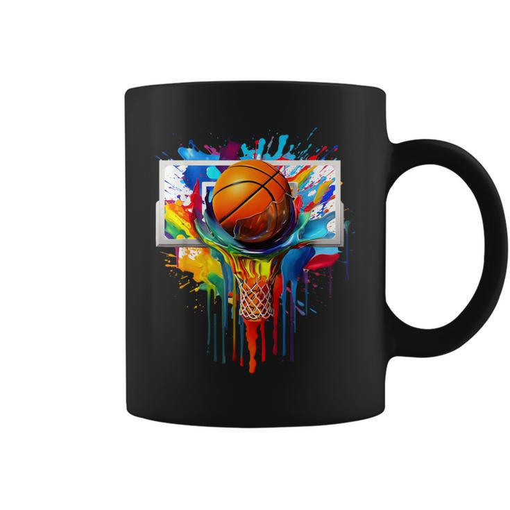 Colorful Basketball Tie Dye Color Splash Hoop Net Slam Dunk Coffee Mug