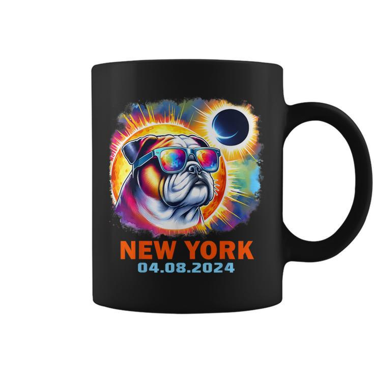 Colorful Bulldog Total Solar Eclipse 2024 New York Coffee Mug
