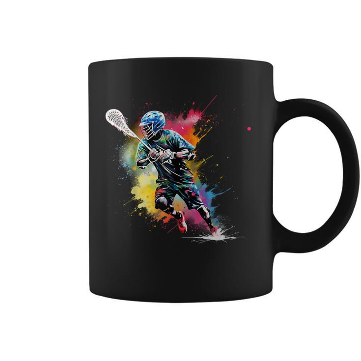 Colorful Lacrosse Player Boy On Lacrosse Coffee Mug
