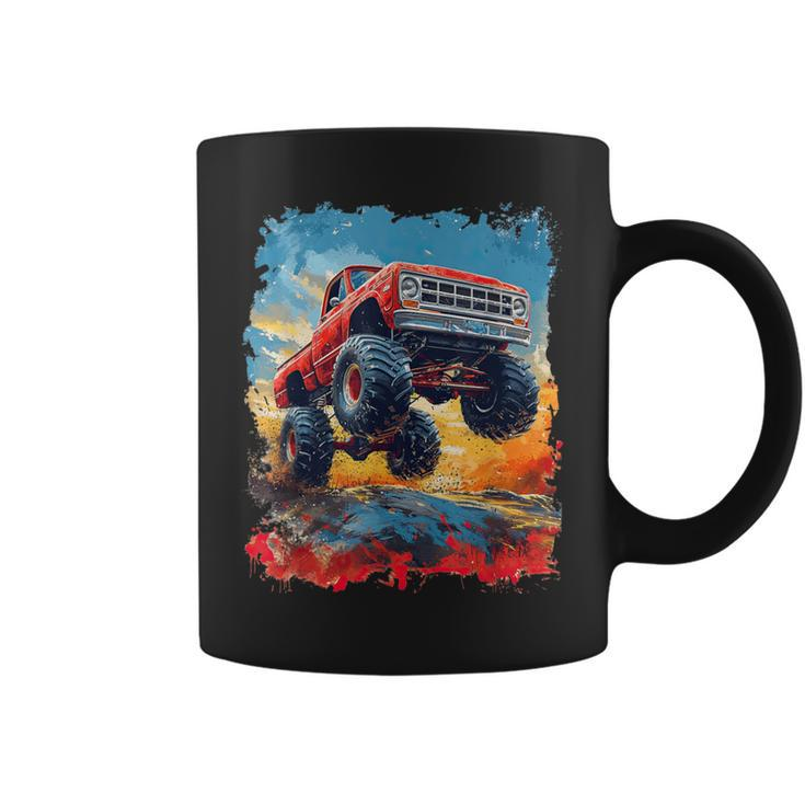 Colorful Monster Truck Jump Big Truck Graphic For Boys Men Coffee Mug
