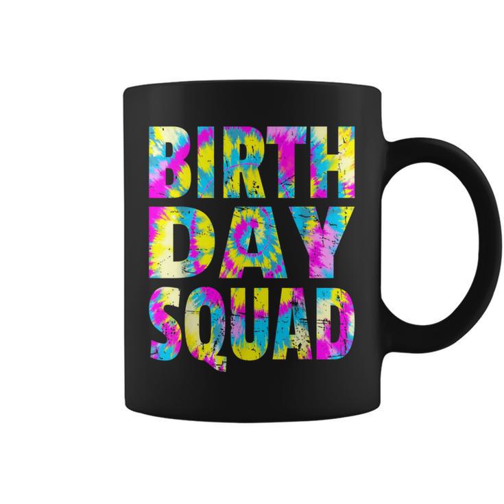 Colorful Tie Dye Birthday Squad Matching Group Coffee Mug