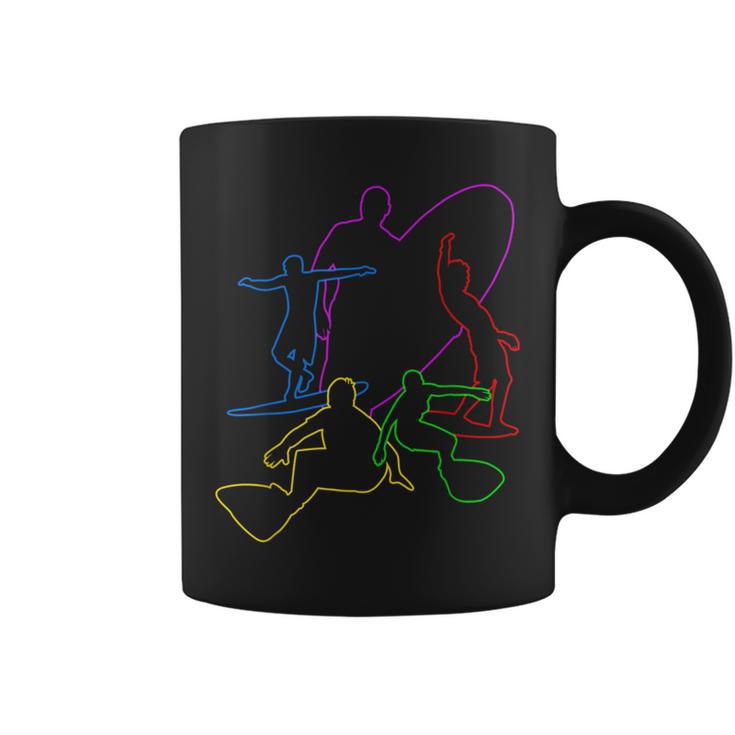 Colorful Wave Surfing Surfer Surf T Ride Wakesurf Coffee Mug