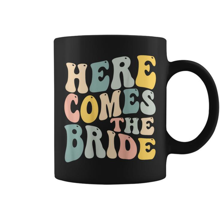 Here Comes The Bride Aesthetic Trend Words On Back Coffee Mug
