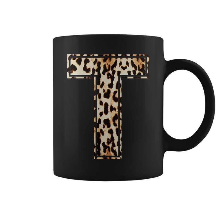 Cool Letter T Initial Name Leopard Cheetah Print Coffee Mug