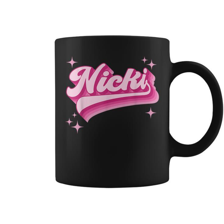 Cool Personalized Name Nicki Distressed Retro Vintage Groovy Coffee Mug