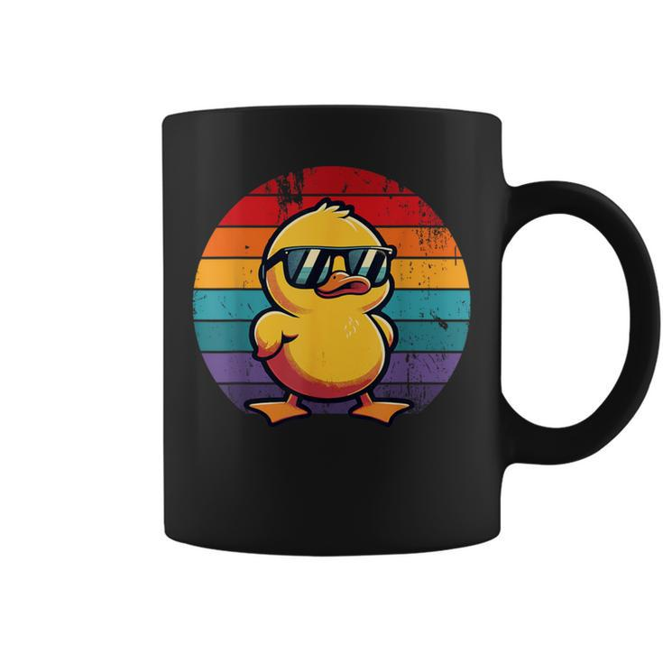 Cool Retro Yellow Duck In Sunglasses 70S 80S 90S Duck Coffee Mug