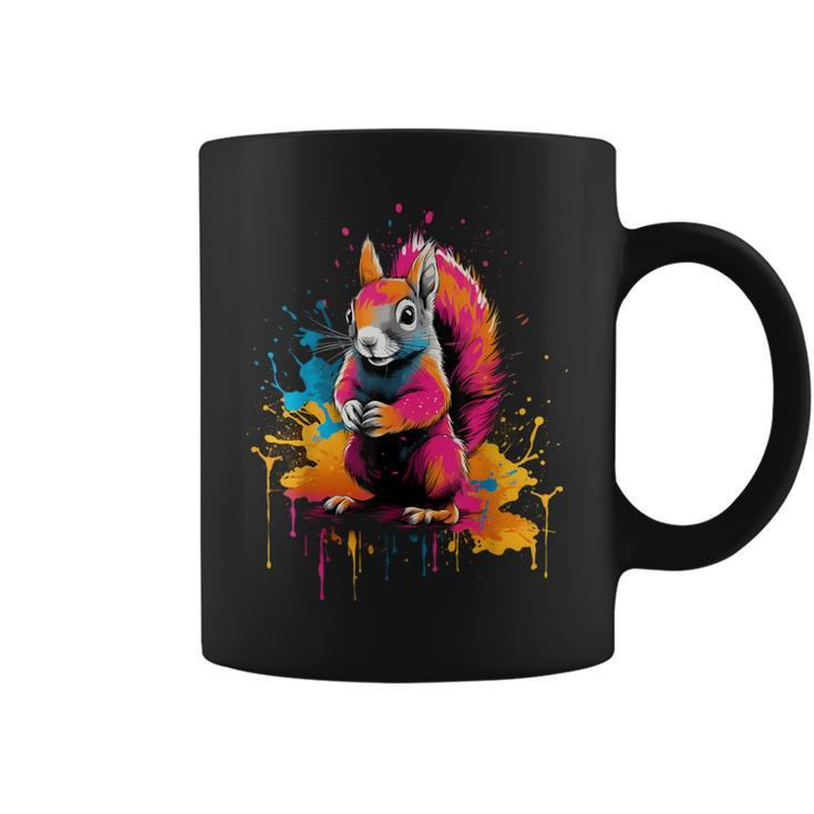 Cool Squirrel On Colorful Painted Squirrel Coffee Mug