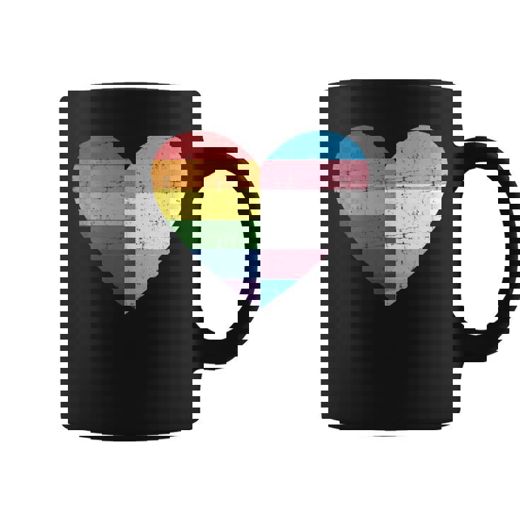 Corazón Con Arco Iris Y Bandera Transgénero Sin Mangas Taza de café