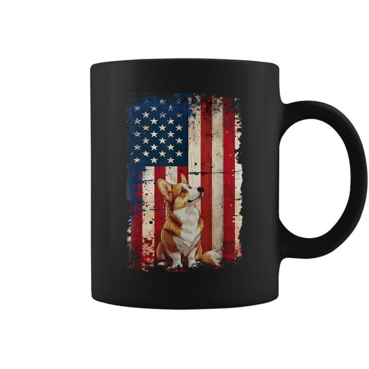 Corgi American Flag Usa Patriotic 4Th Of July Coffee Mug