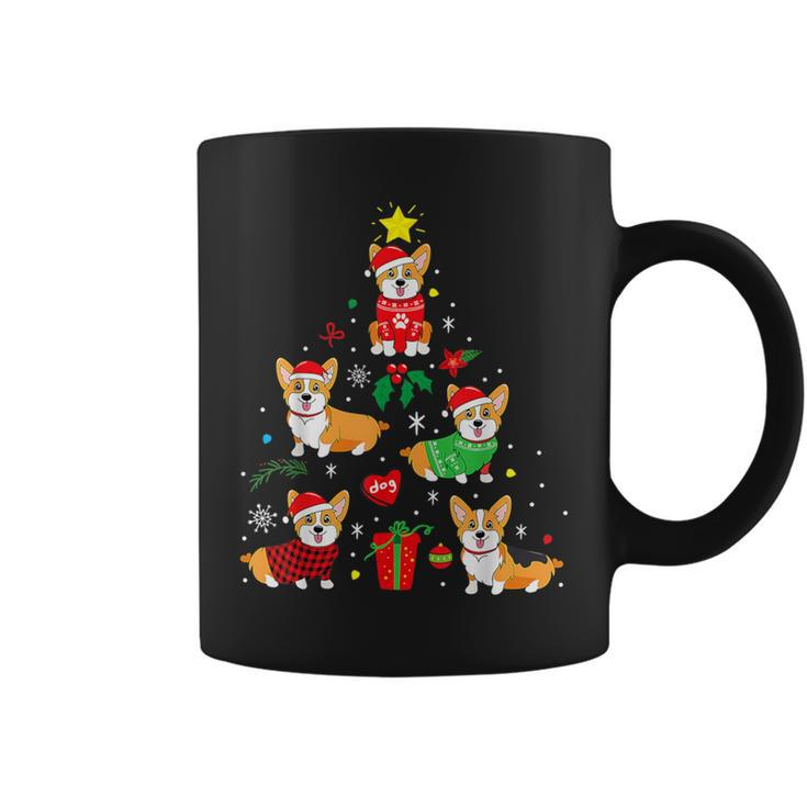 Corgi Christmas Tree Light Buffalo Plaid Dog Xmas Coffee Mug