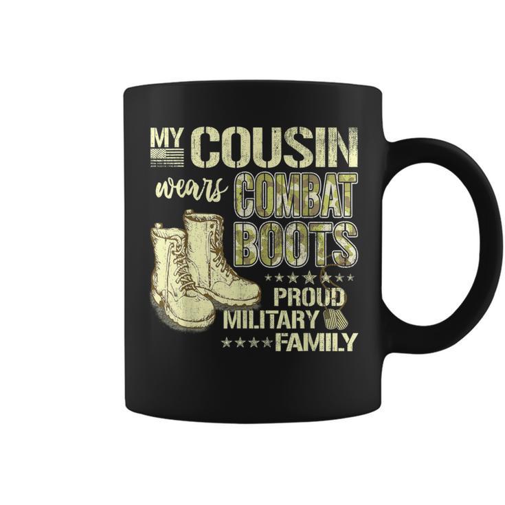 My Cousin Wears Combat Boots Dog Tags Proud Military Family Coffee Mug