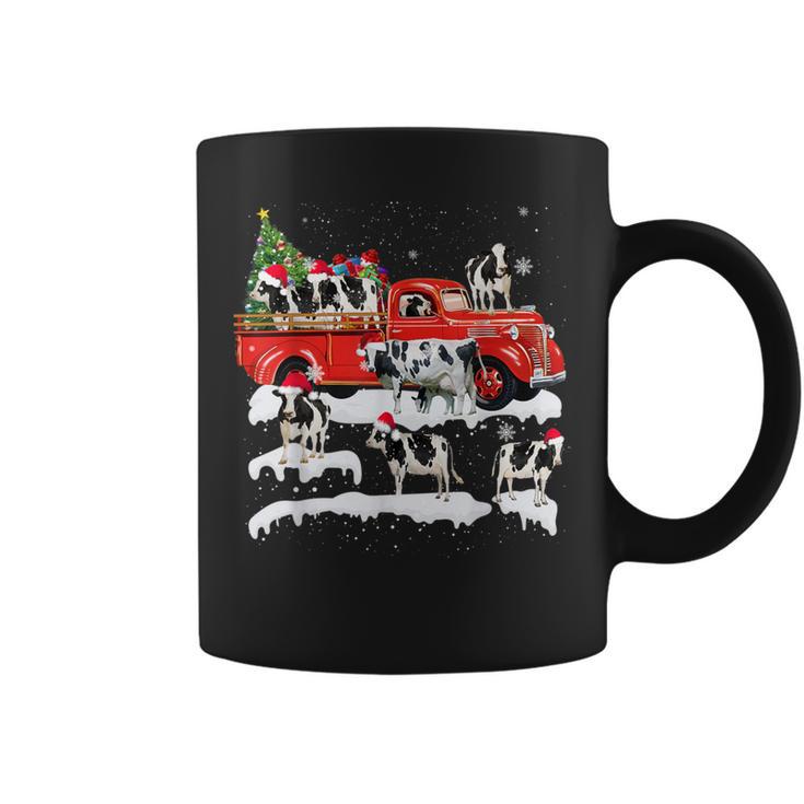 Cow Riding Red Truck Merry Christmas Farmer X-Mas Ugly Coffee Mug