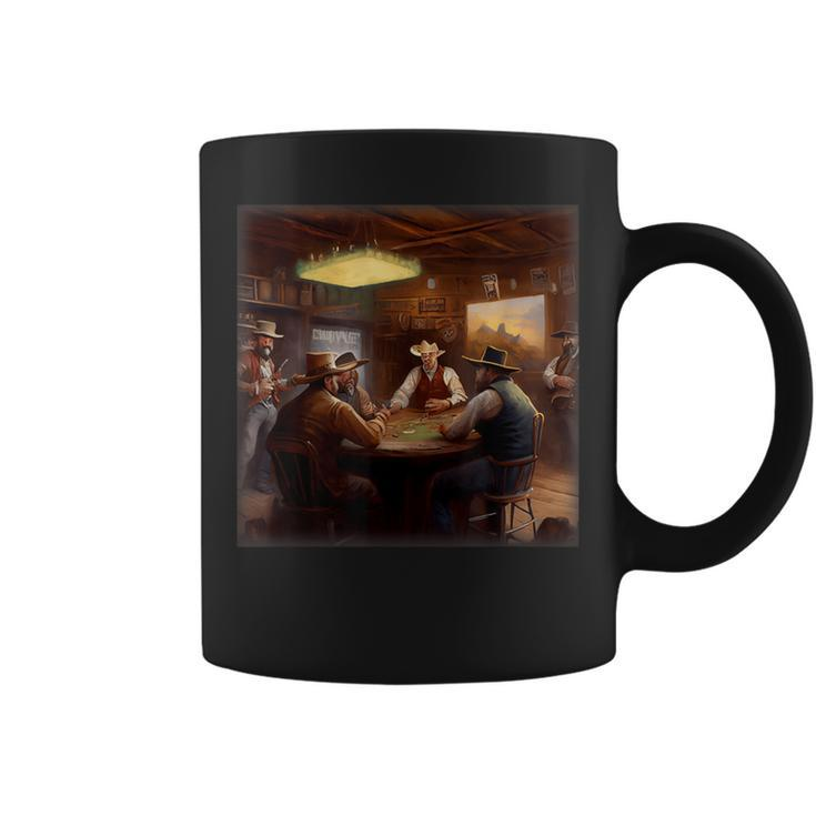 Cowboys Playing Poker In An Old West Saloon Coffee Mug