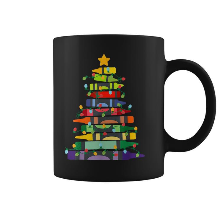 Crayon Christmas Tree Teacher Student Xmas Holiday Pajamas Coffee Mug