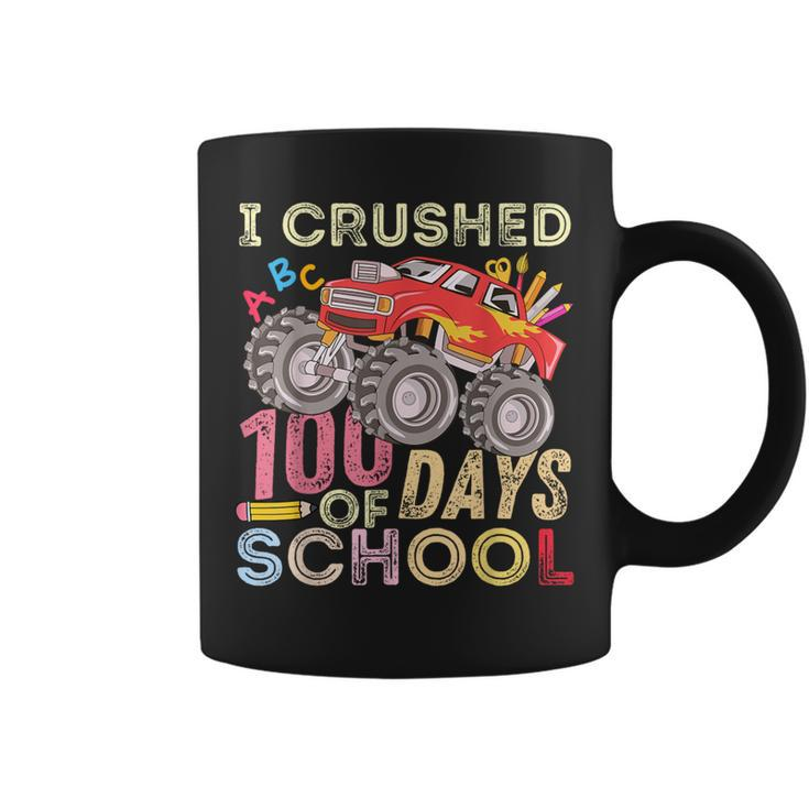 I Crushed 100 Days Of School For Boys Monster Truck 100 Day Coffee Mug
