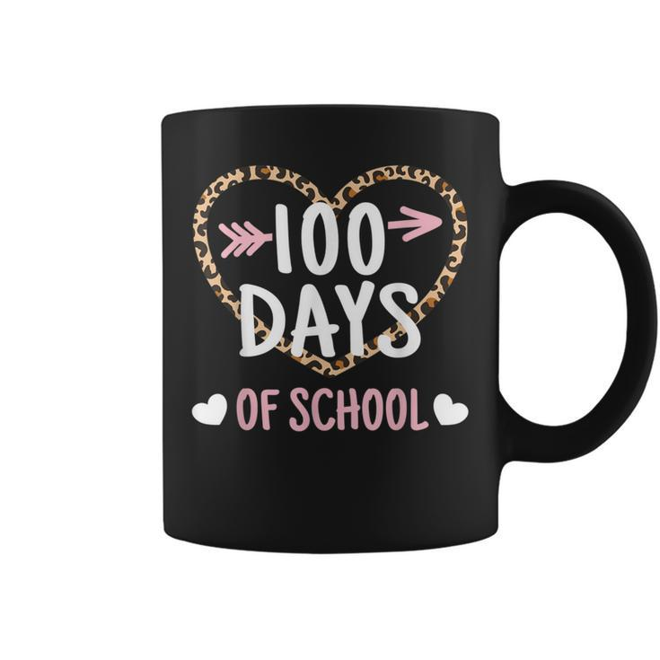 Cute 100Th Day Of School 100 Days Leopard Heart Boys Girls Coffee Mug