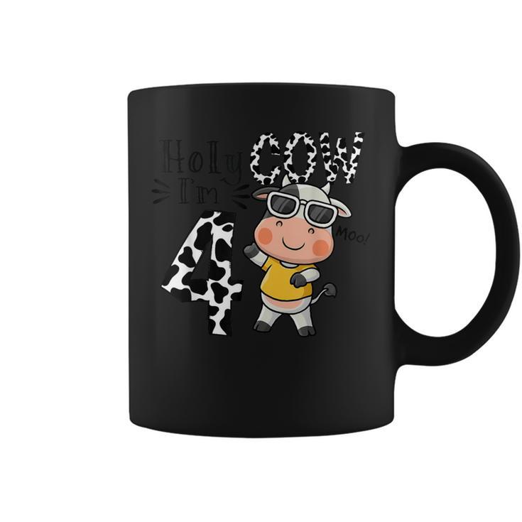 Cute 4Th Cow Farm Animals Bday Holy Cow I'm 4 Birthday Boy Coffee Mug