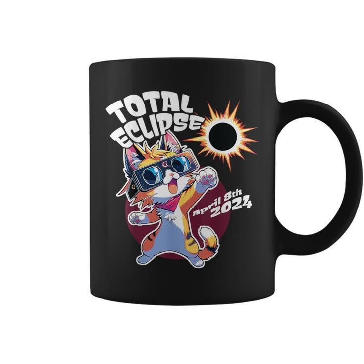 Cute Anime Cat Total Solar Eclipse 2024 Coffee Mug