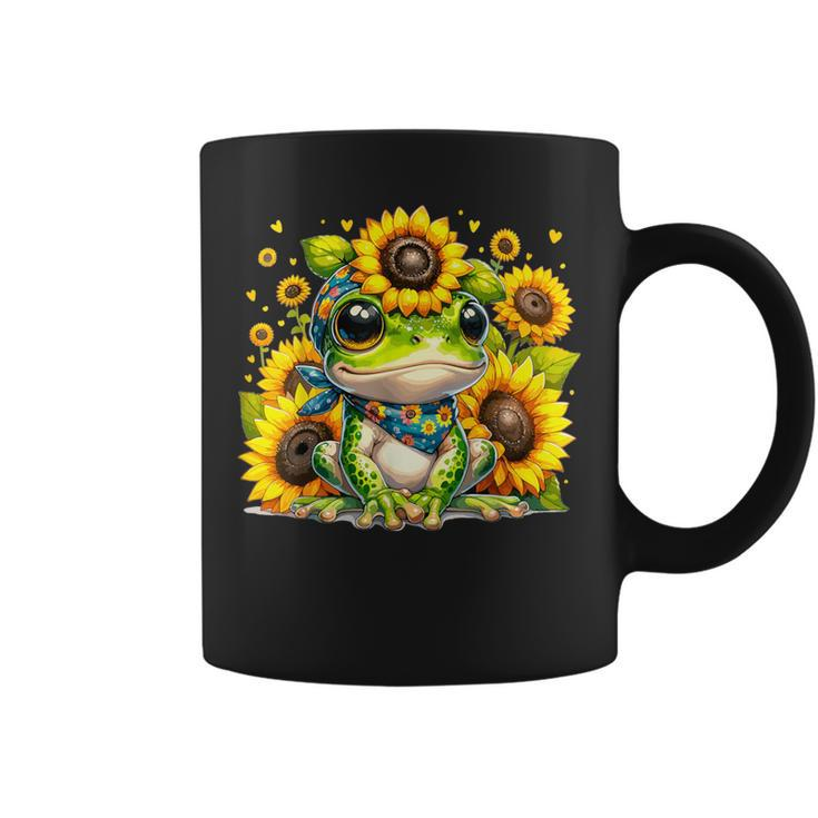Cute Baby Frog Sunflowers Coffee Mug