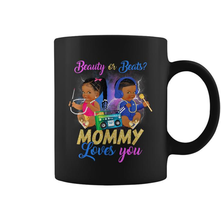 Cute Beauty Or Beat Mommy Loves You Gender Reveal Party Coffee Mug
