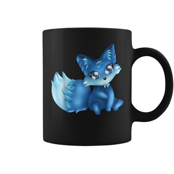 Cute Blue Sit Anime Fox Deutschland Geschenk Coffee Mug