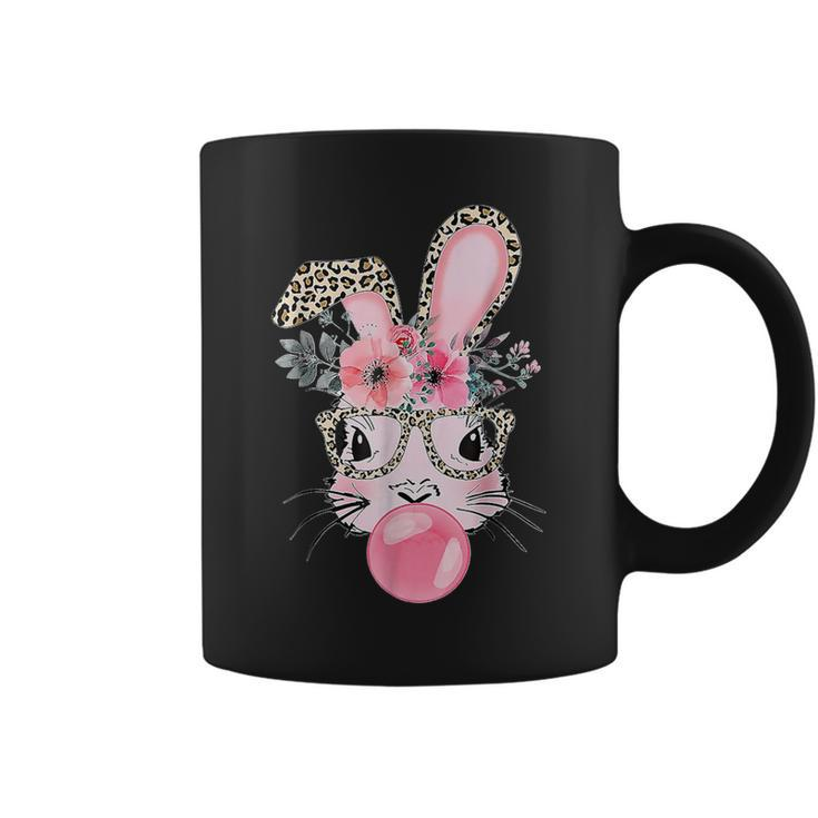 Cute Bunny With Leopard Glasses Bubblegum Easter Day Coffee Mug