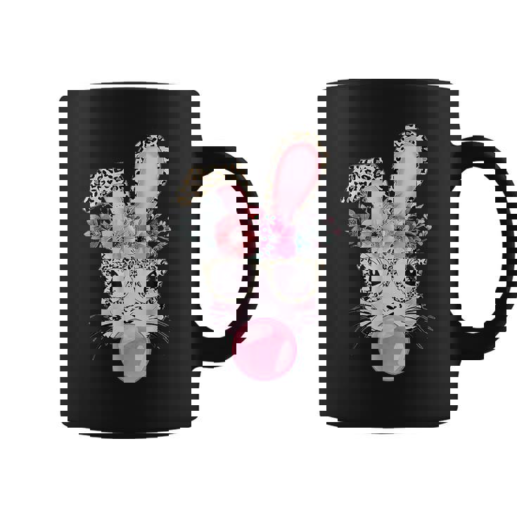 Cute Bunny With Leopard Glasses Bubblegum Easter Day Coffee Mug