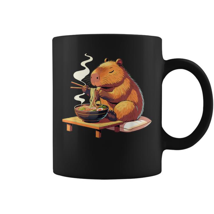 Cute Capybara Eats Ramen Noodles Capybaras Ramen Tassen