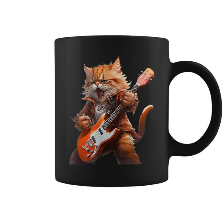 Cute Cat Playing Guitar Cat Lover Graphic Cat Kitten Lover Coffee Mug