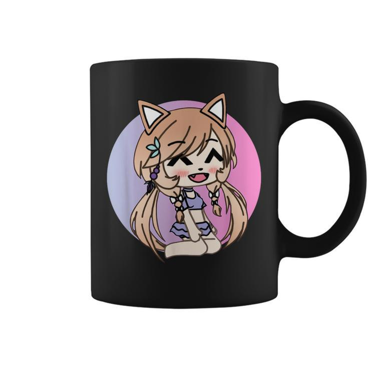 Cute Chibi Style Kawaii Anime Kitty Girl Chan With Cat Ears Coffee Mug