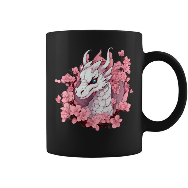 Cute Dragon With Cherry Blossoms I Girl Dragon Coffee Mug
