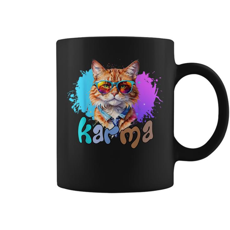 Cute Cat Lover Heart Shape Karma Coffee Mug