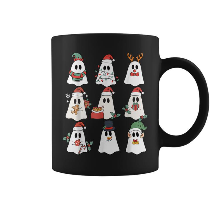 Cute Ghost Spooky Christmas Santa Hat Family Pajama Coffee Mug