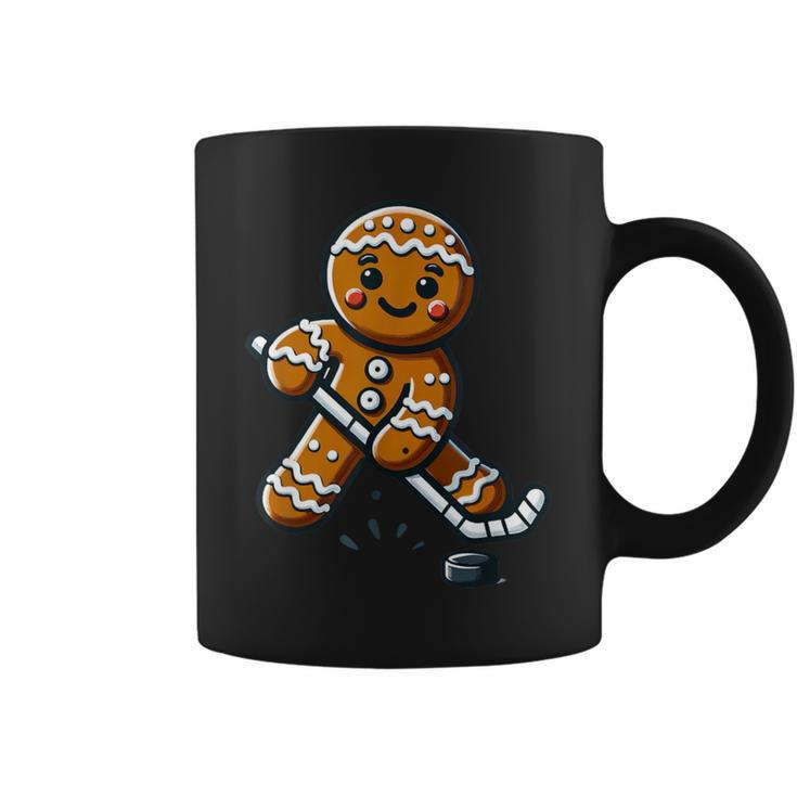 Cute Gingerbread Man Hockey Player Hockey Christmas Kid Boys Coffee Mug